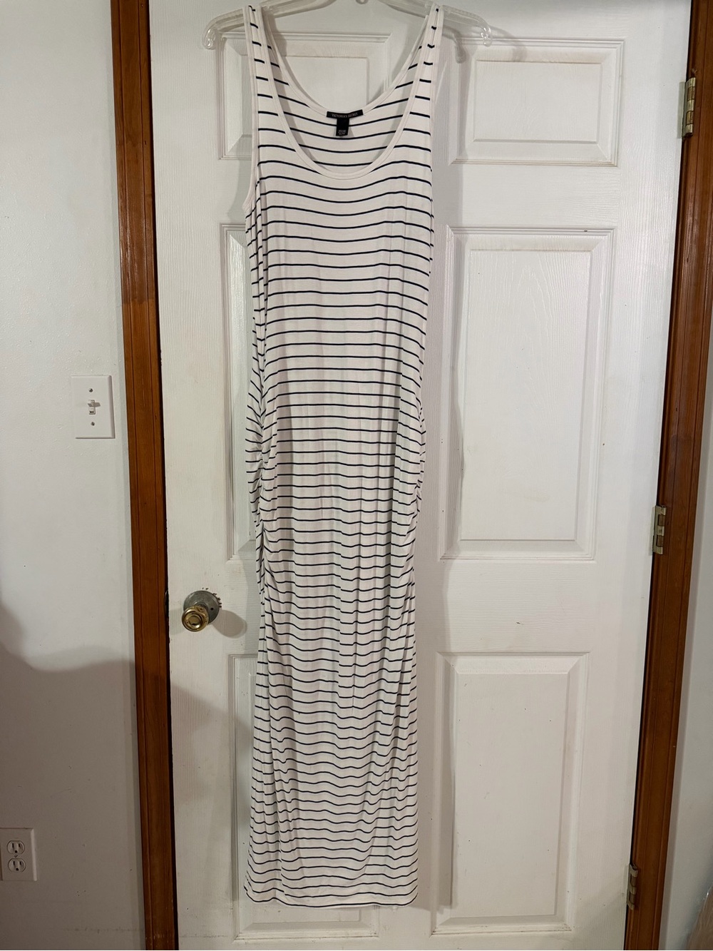 Victoria's Secret White Maxi Dress with Navy Stripes